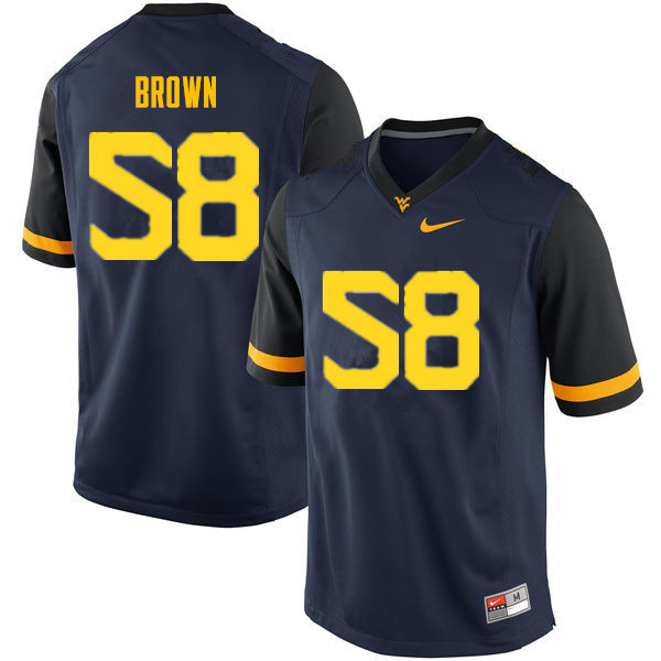 NCAA Men's Joe Brown West Virginia Mountaineers Navy #58 Nike Stitched Football College Authentic Jersey HB23S31LY